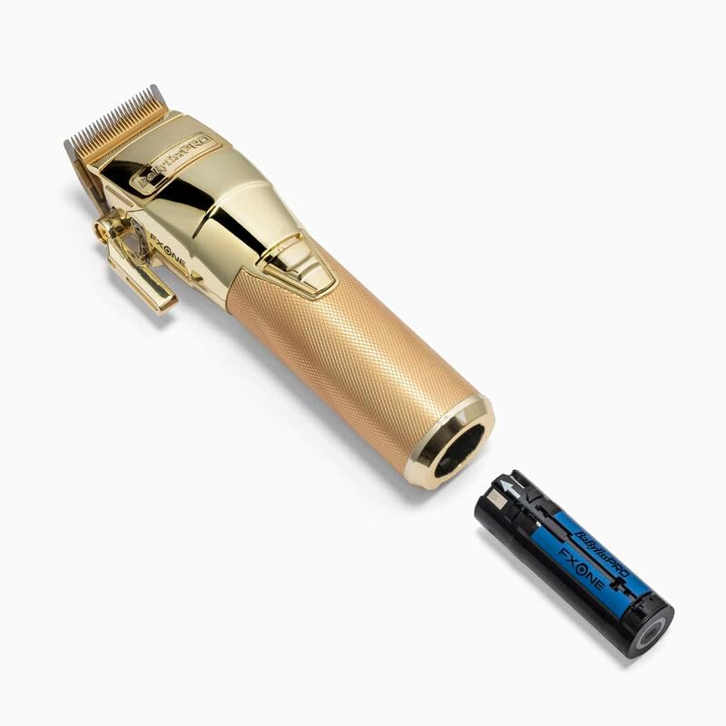 BaBylissPRO FXONE Cordless Hair Clipper | All-Metal Body | Gold MIM Fade Blade
