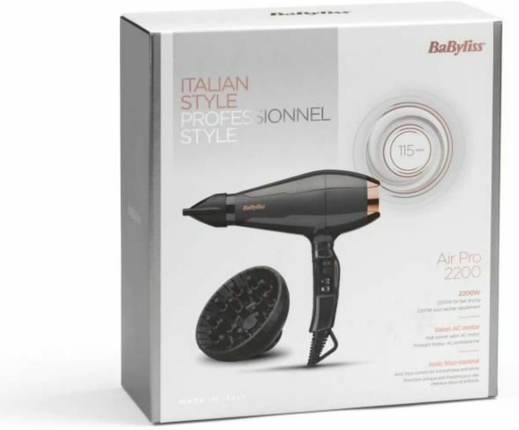 BaByliss Italian Air Pro 2200, Grey, AC Motor, 2200 W Power, ion Technology, 6719DE