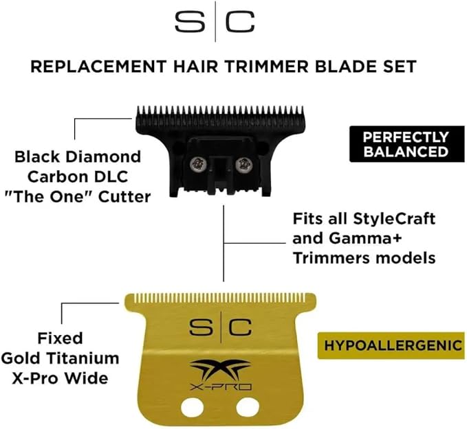 Stylecraft X-PRO Wide Blade in Gold Titanium + The One Blade for Hair Trimmer