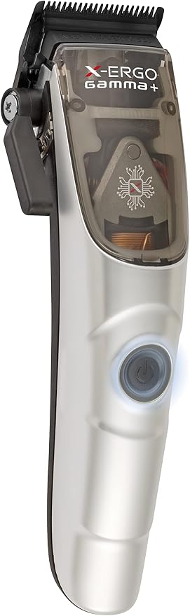 GAMMA+ X-Ergo Professional Cordless Hair Clipper 9V Microchipped Magnetic Motor, 3 Custom Lids in Matte Chrome, Gold, Rose Gold