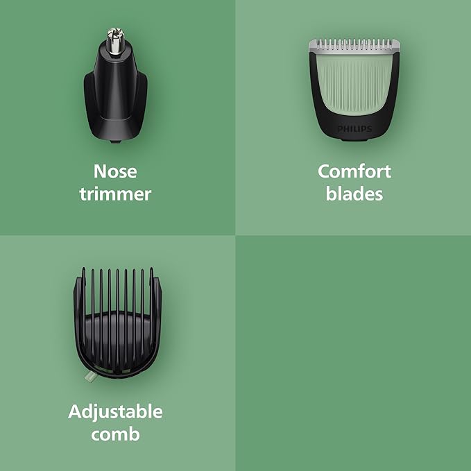 Philips 7-in-1 Multi Grooming Kit MG3930/15 | Beard, Hair & Nose Trimming | Self-Sharpening Blades | 60 min Cordless | USB-A Charging | Washable Parts | Pouch Included