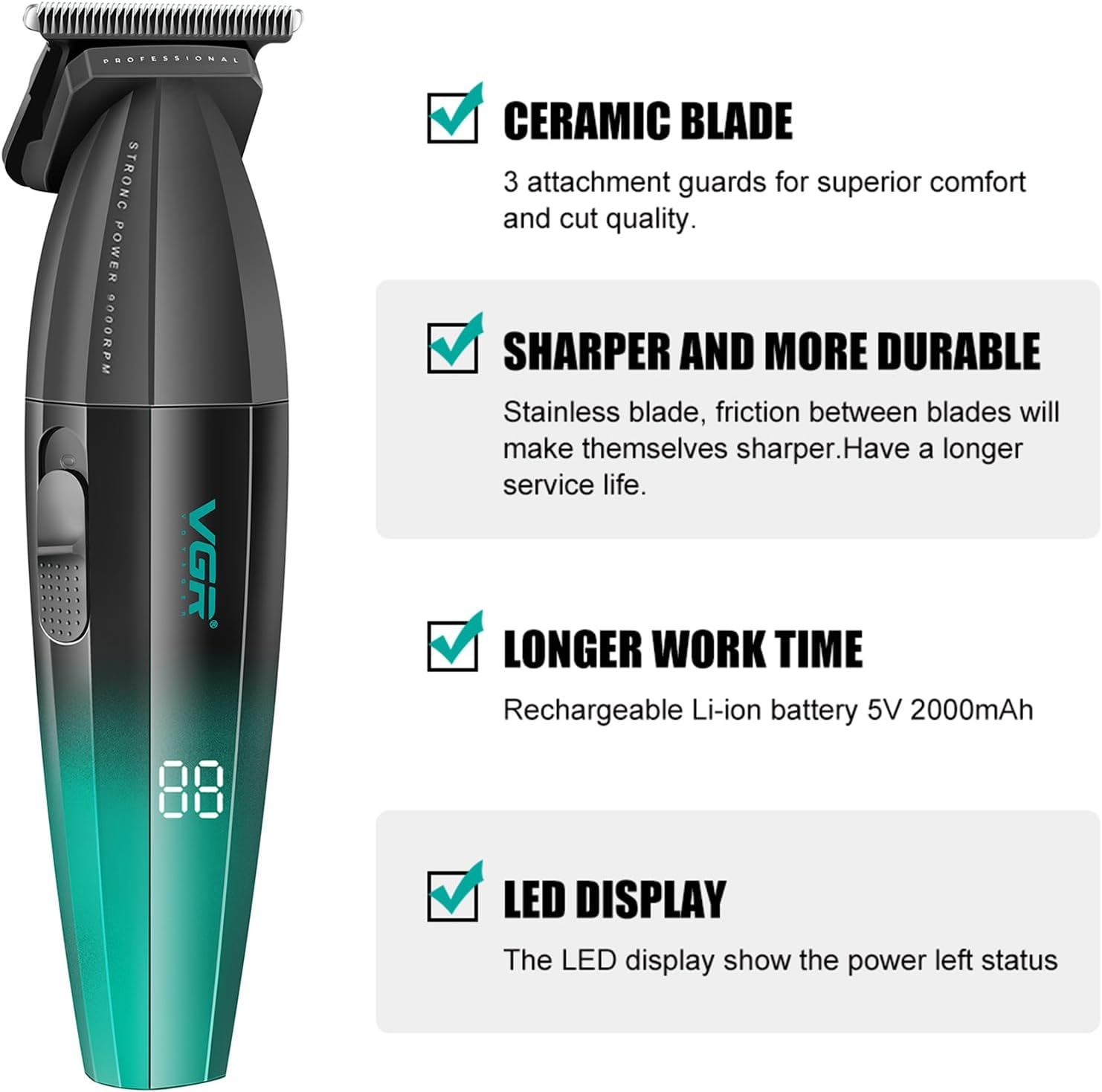 VGR 906 Fresh Fade Professional Hair Trimmer, 9000rpm  DLC