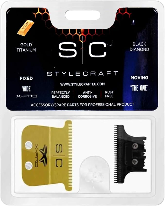 Stylecraft X-PRO Wide Blade in Gold Titanium + The One Blade for Hair Trimmer