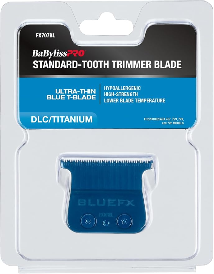 BaBylissPRO Standard-Tooth Trimmer Blade, Ultra-thin blue T-blade for TRIMMERS