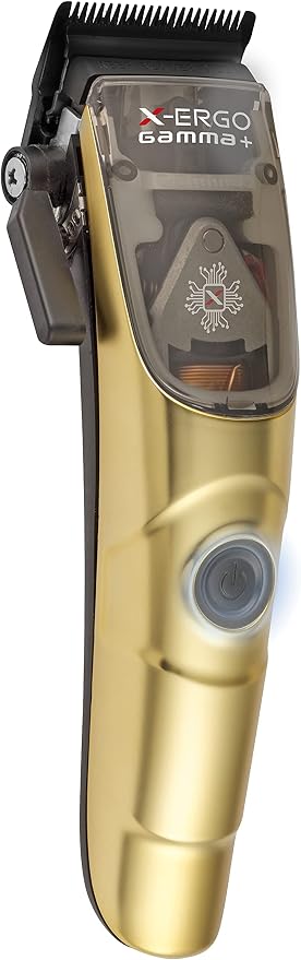 GAMMA+ X-Ergo Professional Cordless Hair Clipper 9V Microchipped Magnetic Motor, 3 Custom Lids in Matte Chrome, Gold, Rose Gold