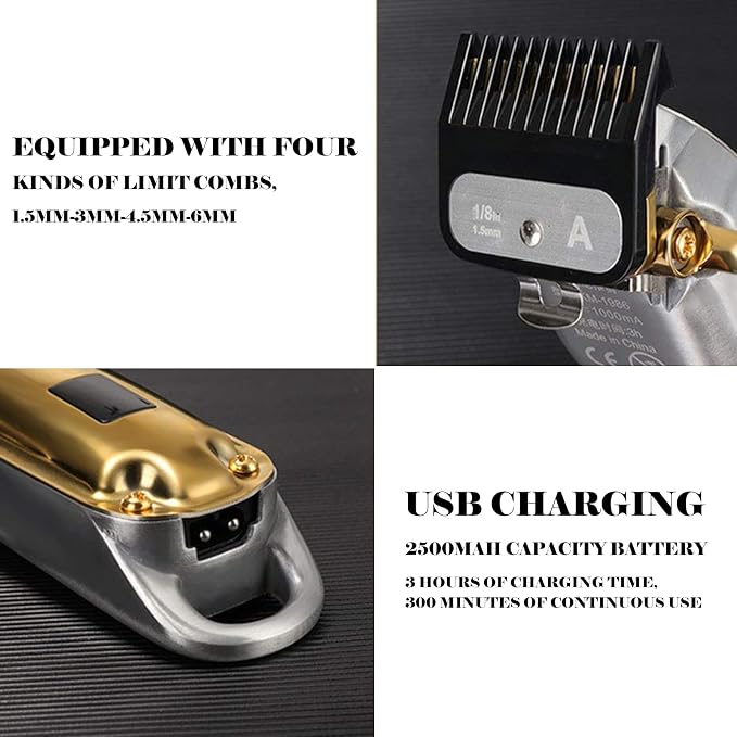 KEMEI 1986 Golden Cordless Hair Clipper Professional Hair Clippers
