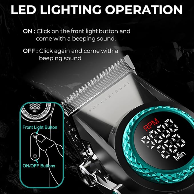 VGR 001 Professional Hair Clippers Men Cordless - Barber Machine Barbershop Haircut Cutting Kit - Vector 9000 RPM Motor - DLC Blades - Electric