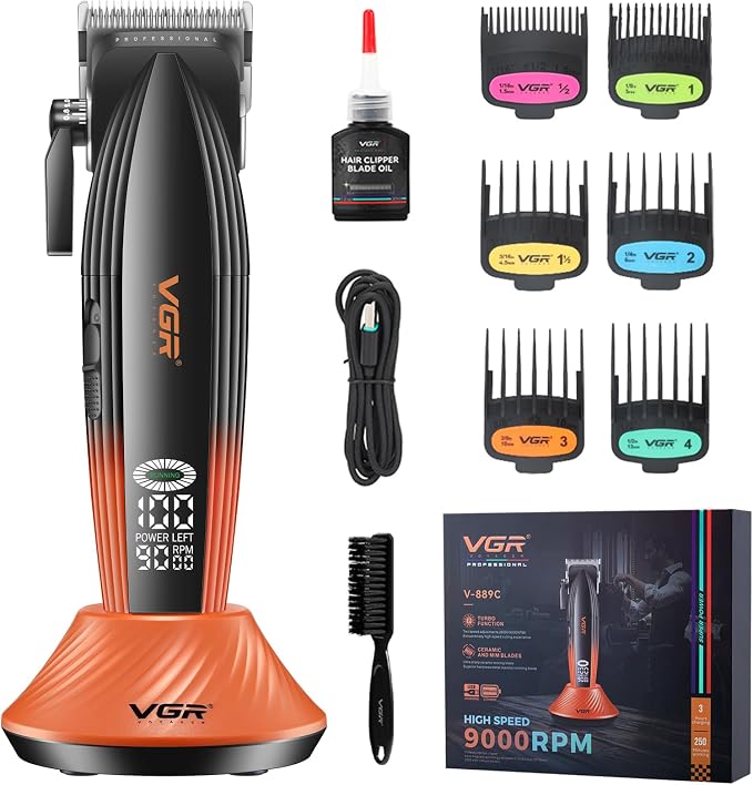 VGR 889C Professional Hair Trimmer for Men with Turbo Function Orange