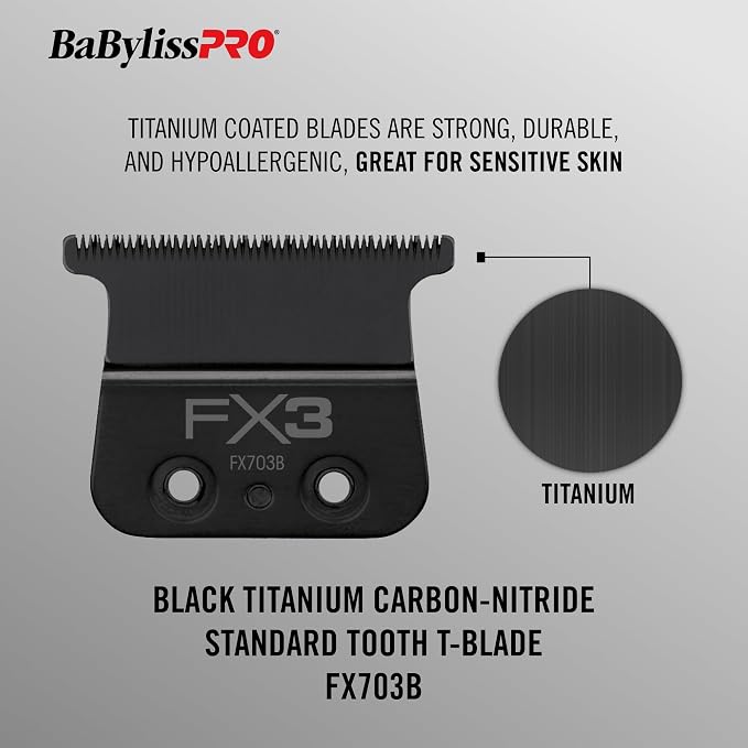 BaBylissPRO FX703B FX3 Titanium Carbon Nitride Ultra-Thin Tooth Standard Replacement Trimmer Blade
