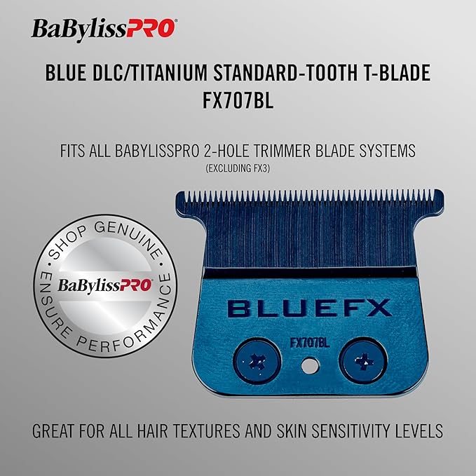 BaBylissPRO Standard-Tooth Trimmer Blade, Ultra-thin blue T-blade for TRIMMERS