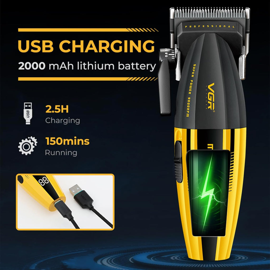VGR 285 Fresh Fade Hair Trimmer for Men, 9000RPM Professional Barber Clipper for Haircut