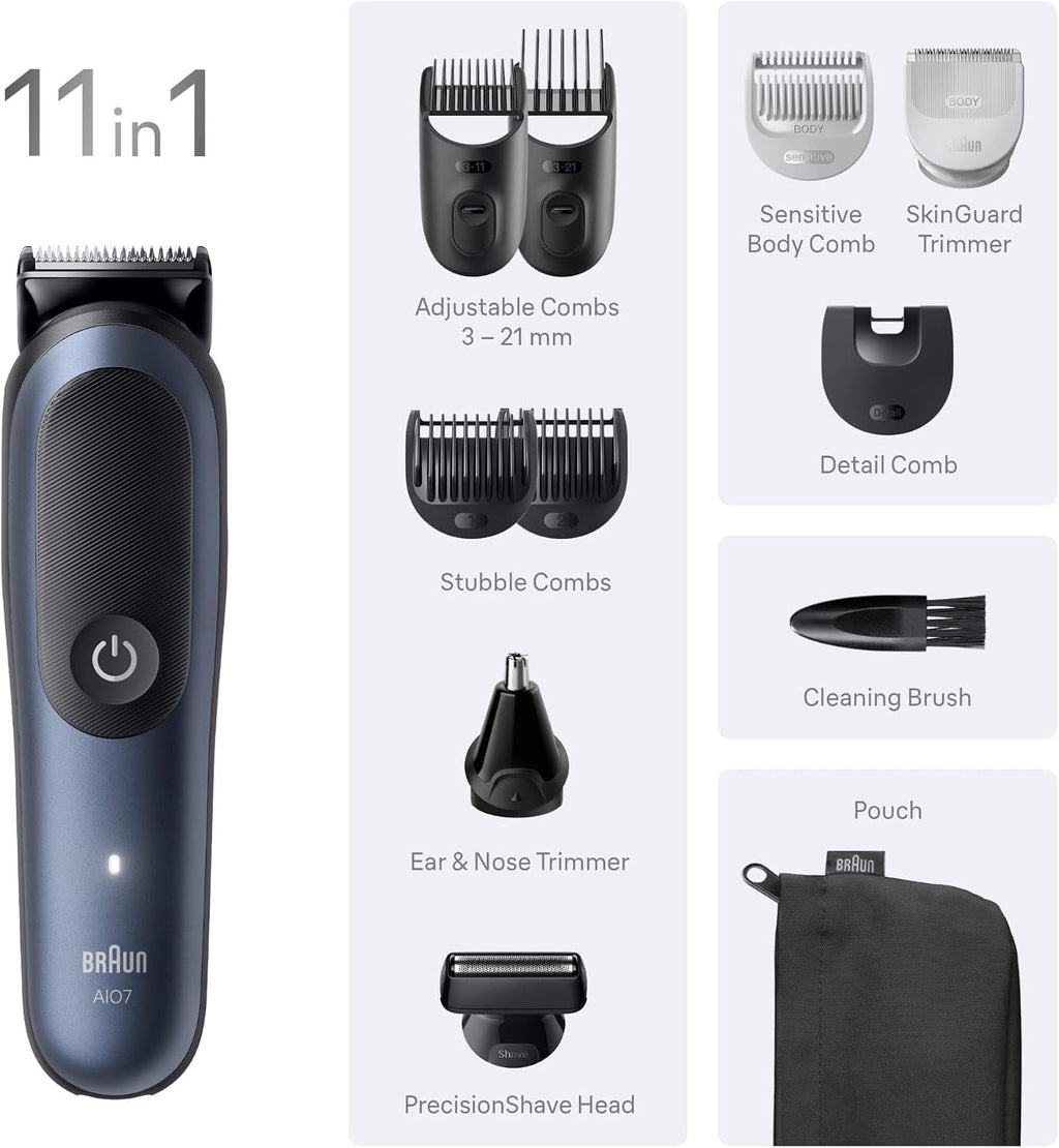 Braun All-in-One Series 7, 11in1 Grooming Kit, Charging Stand, ProBlade, AIO7540