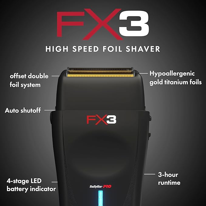 BaBylissPRO Barberology Double Foil Shaver FXX3SB FX3 Professional High-Speed Electric Shaver