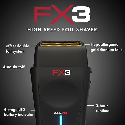BaBylissPRO Barberology Double Foil Shaver FXX3SB FX3 Professional High-Speed Electric Shaver