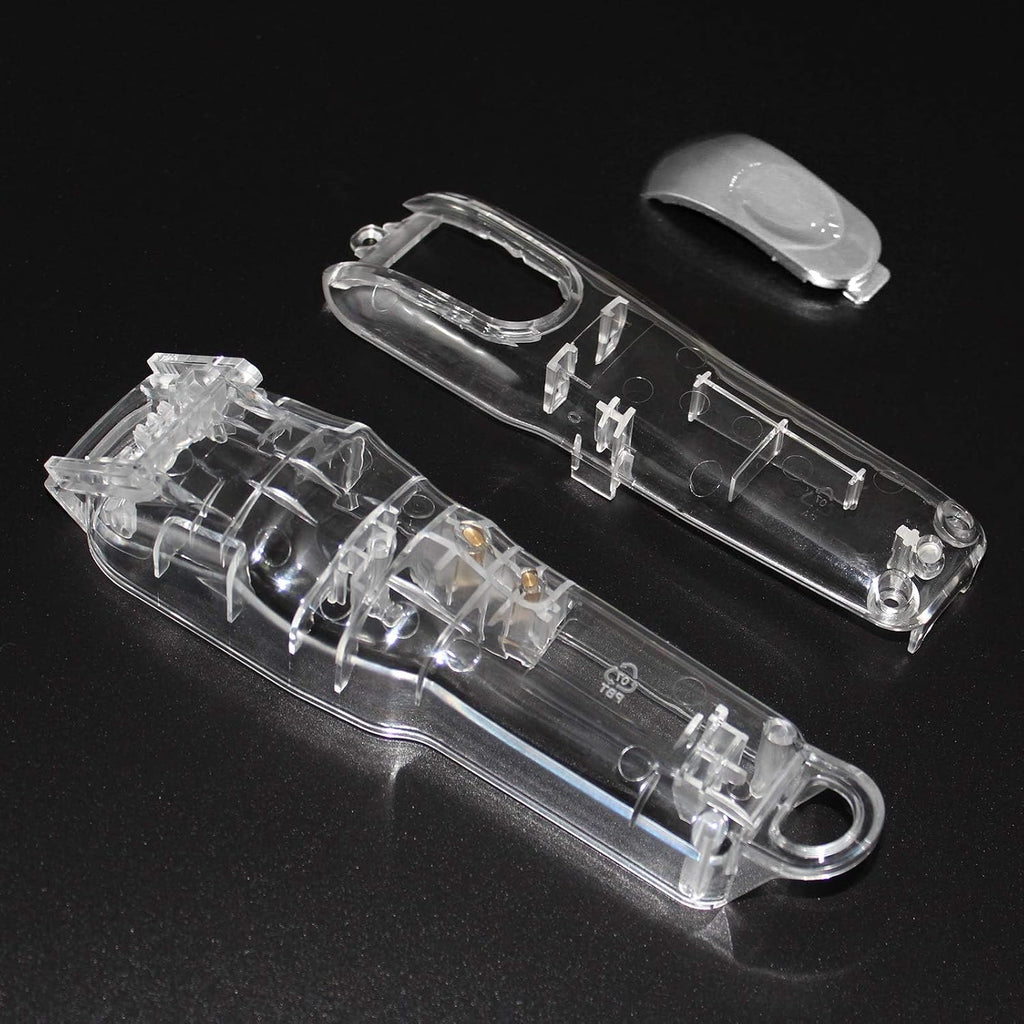Hair Clipper Transparent Cover, DIY Replacement Clipper Protective Cover for Wahl 5 Star Magic Clip Clipper # 8148/8591 Transparent Shell Top/Back Cover (Silver)