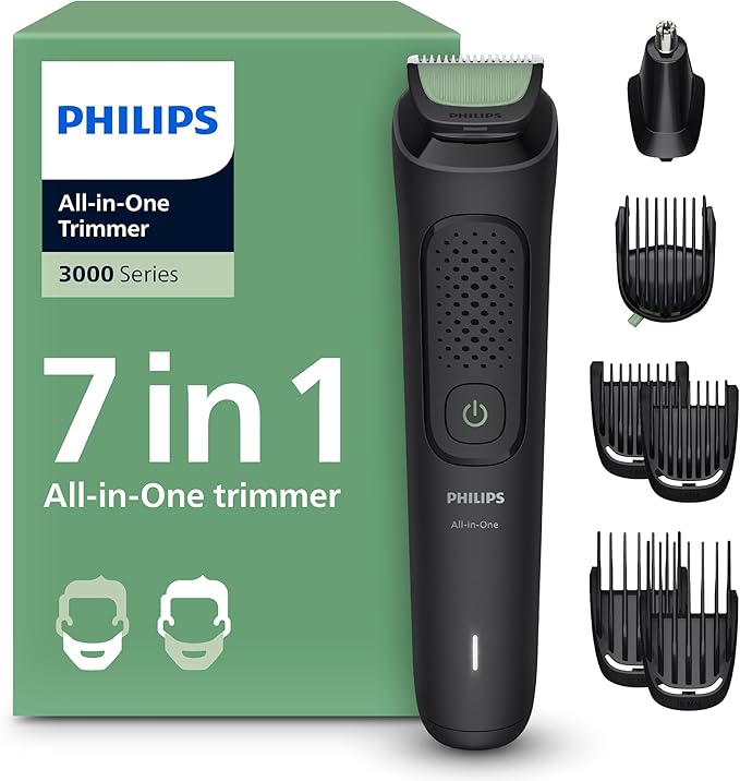 Philips 7-in-1 Multi Grooming Kit MG3930/15 | Beard, Hair & Nose Trimming | Self-Sharpening Blades | 60 min Cordless | USB-A Charging | Washable Parts | Pouch Included