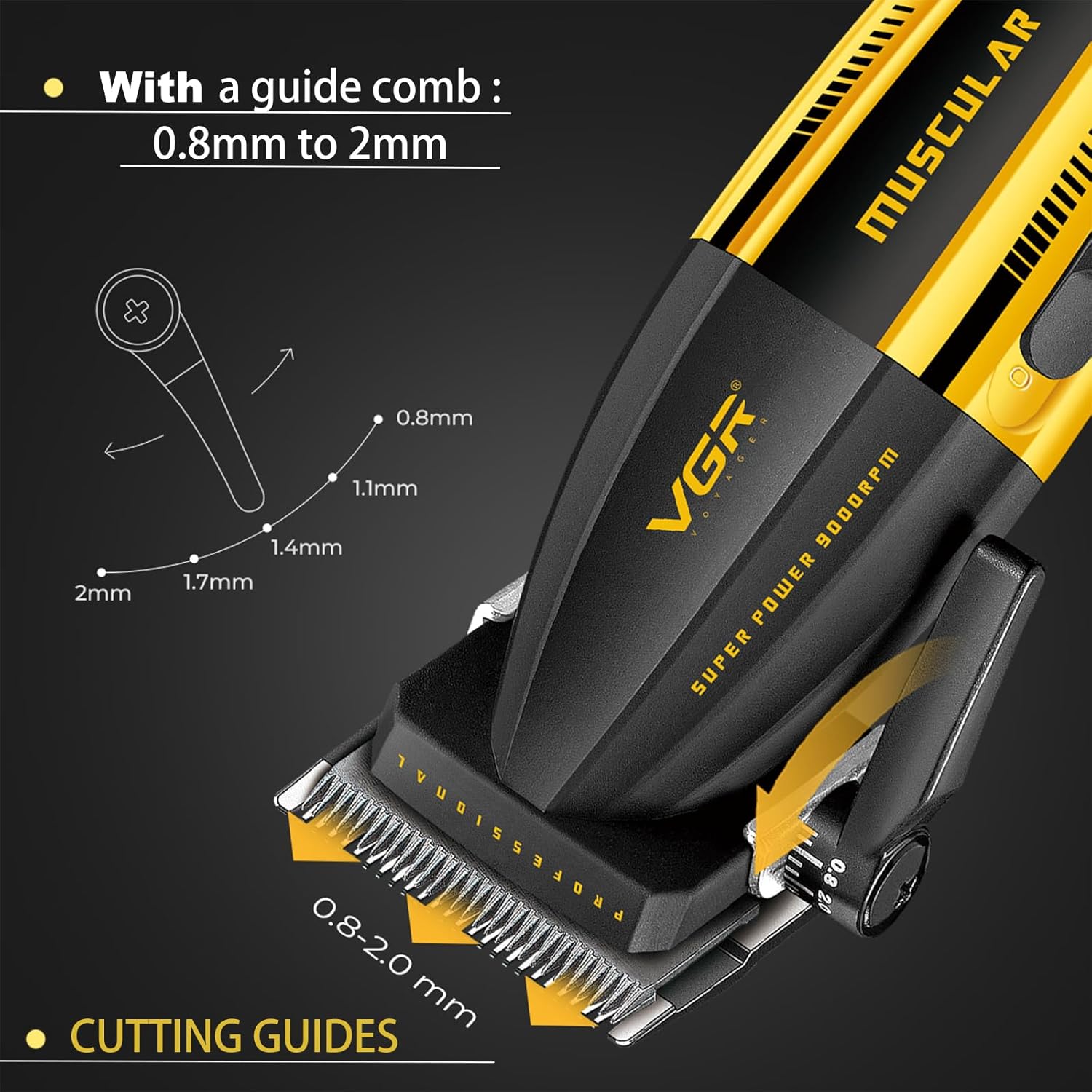 VGR 285 Fresh Fade Hair Trimmer for Men, 9000RPM Professional Barber Clipper for Haircut
