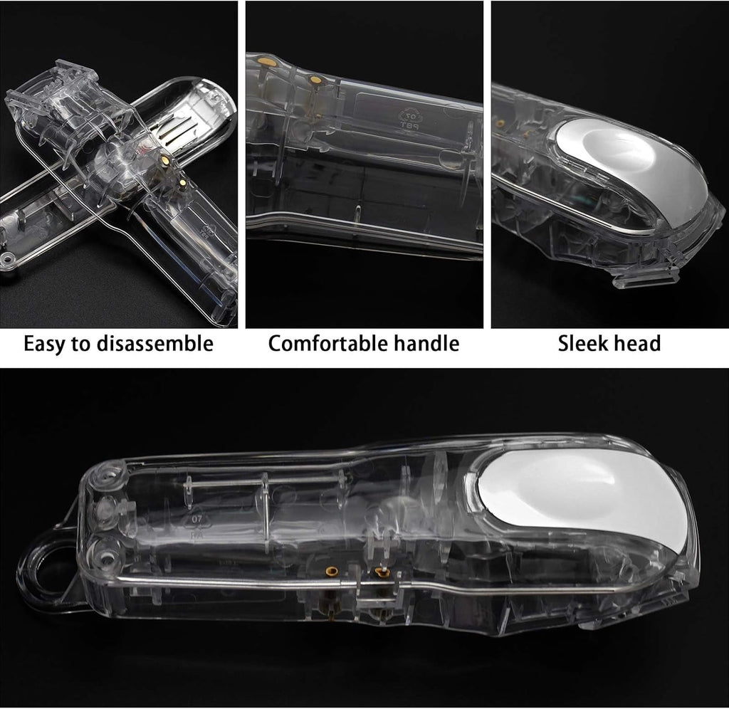 Hair Clipper Transparent Cover, DIY Replacement Clipper Protective Cover for Wahl 5 Star Magic Clip Clipper # 8148/8591 Transparent Shell Top/Back Cover (Silver)