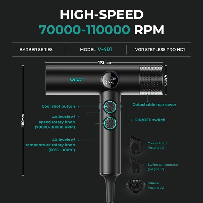 VGR Professional Hair Dryer with Diffuser