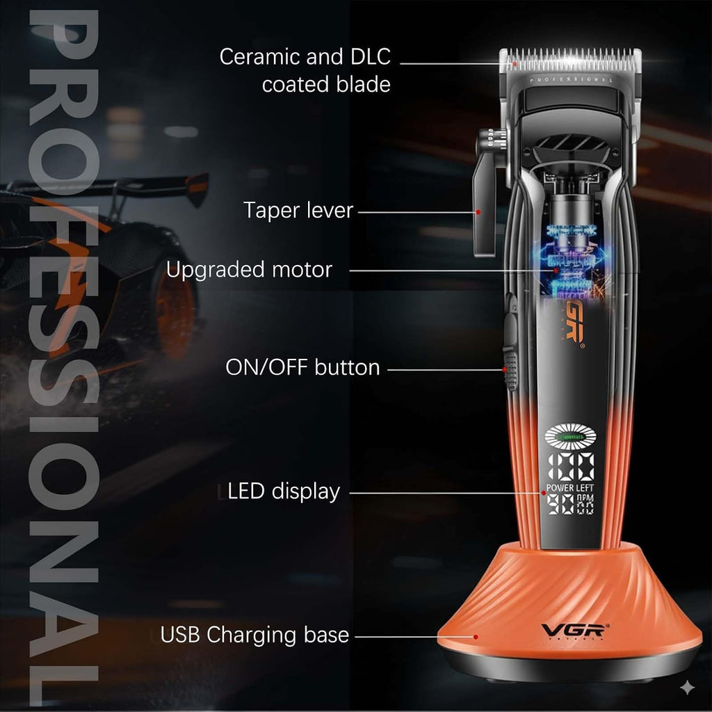 VGR 889C Professional Hair Trimmer for Men with Turbo Function Orange