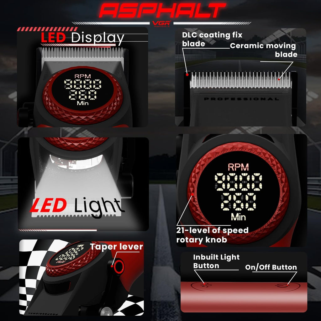 VGR V-001 Professional Salon Quality Hair Clipper | 𝟵𝟬𝟬𝟬 RPM High-Power DC Motor