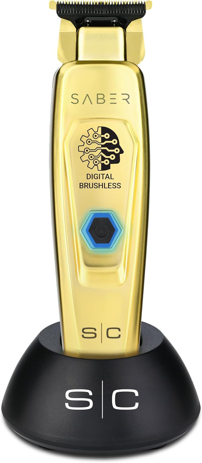 Stylecraft Saber Professional Full Metal Body Digital Brushless Motor Cordless Hair Trimmer (Gold)