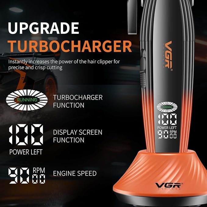 VGR 889C Professional Hair Trimmer for Men with Turbo Function Orange