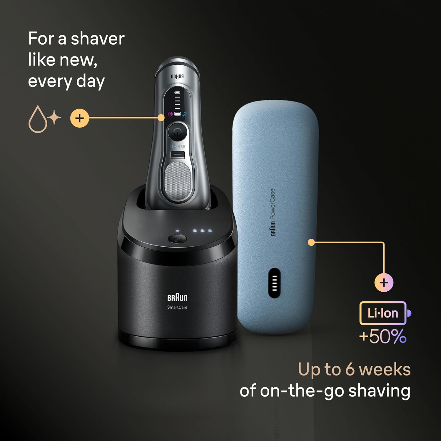 Braun Series 9 PRO+ Electric Shaver, Pro SensoAdapt, 6in1 SmartCare Center, 9677CC