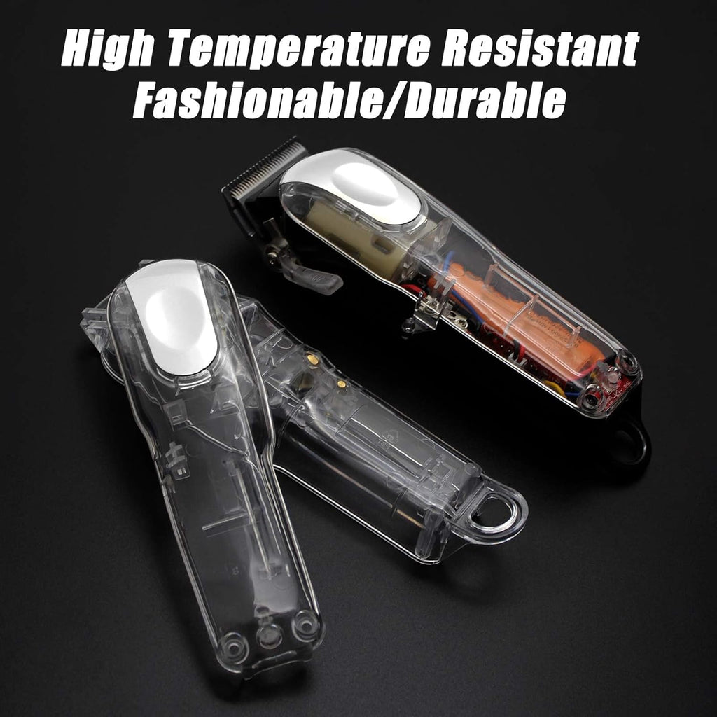 Hair Clipper Transparent Cover, DIY Replacement Clipper Protective Cover for Wahl 5 Star Magic Clip Clipper # 8148/8591 Transparent Shell Top/Back Cover (Silver)