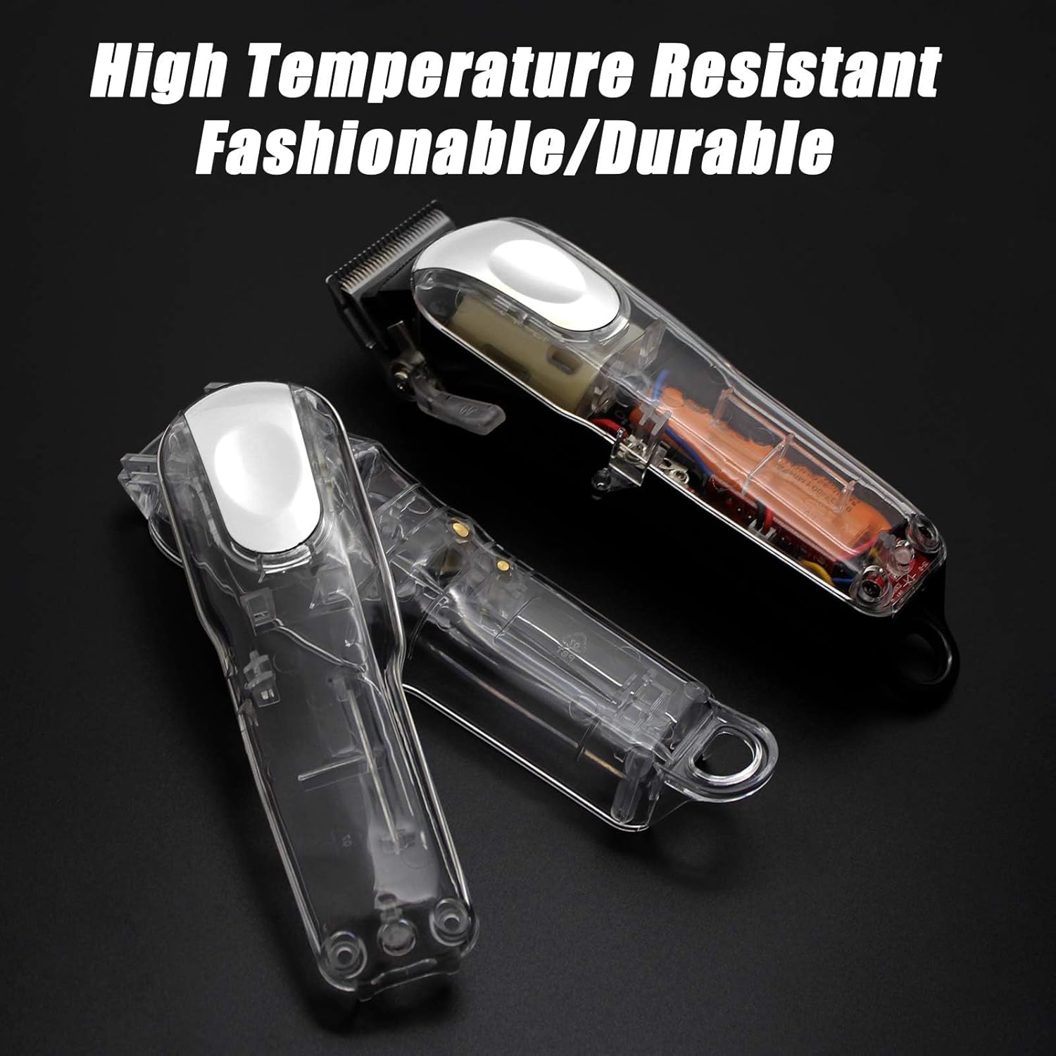 Hair Clipper Transparent Cover, DIY Replacement Clipper Protective Cover for Wahl 5 Star Magic Clip Clipper # 8148/8591 Transparent Shell Top/Back Cover (Silver)