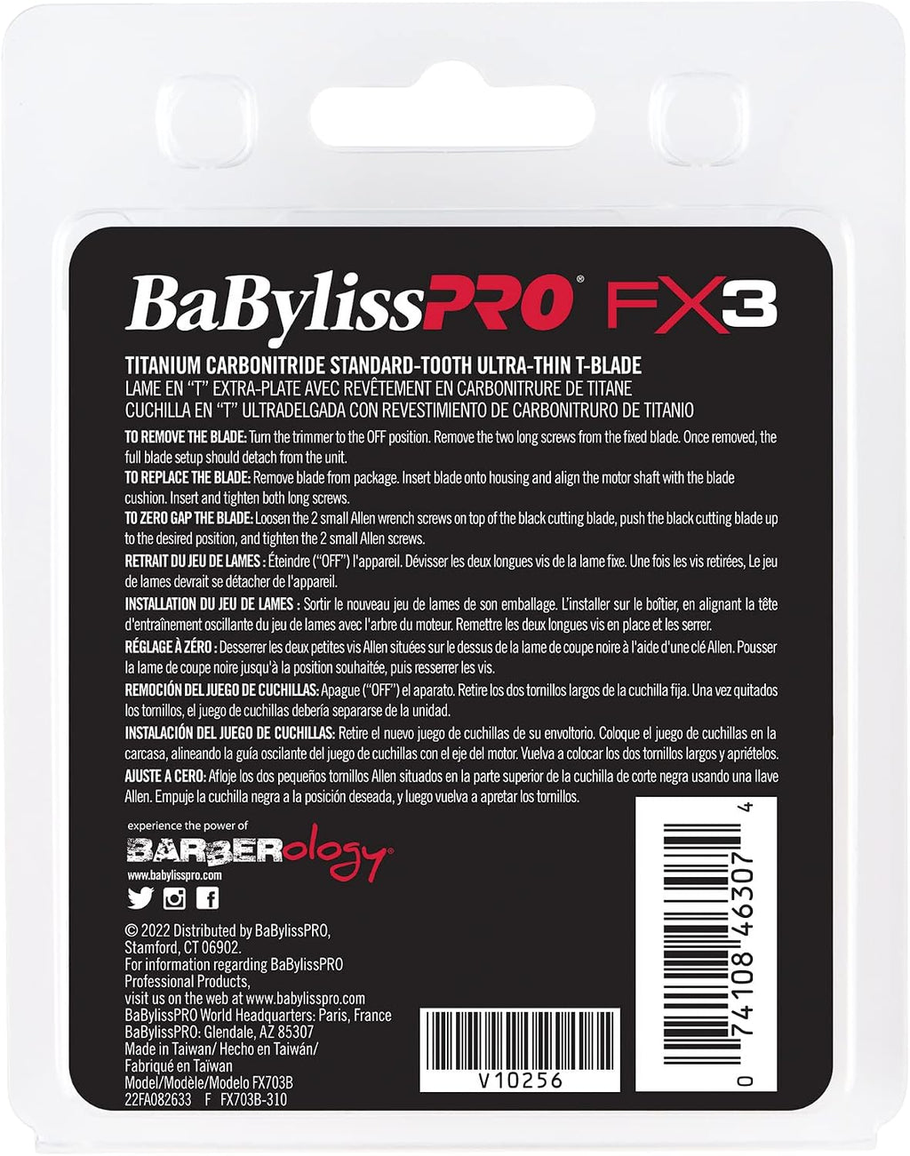BaBylissPRO FX703B FX3 Titanium Carbon Nitride Ultra-Thin Tooth Standard Replacement Trimmer Blade