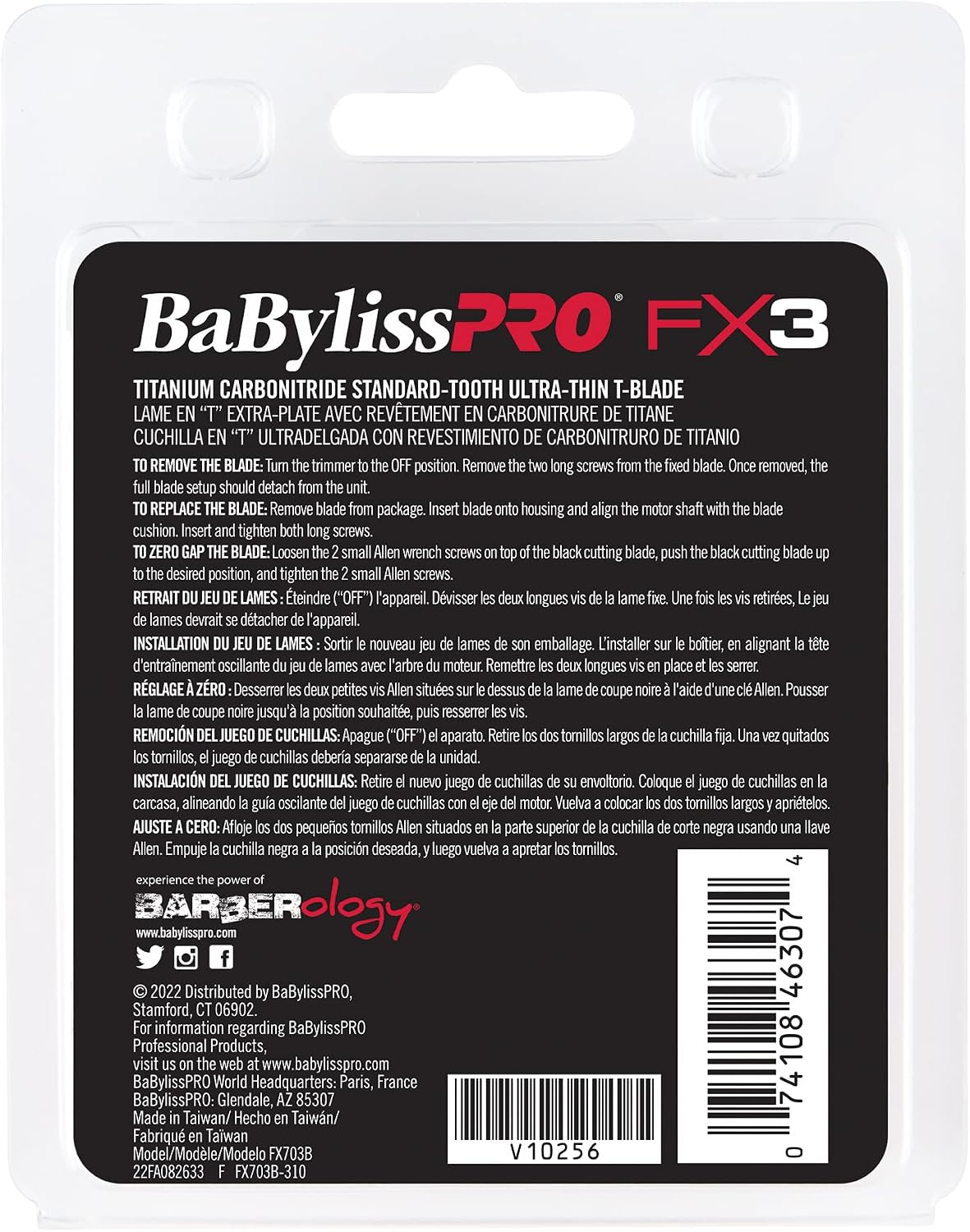 BaBylissPRO FX703B FX3 Titanium Carbon Nitride Ultra-Thin Tooth Standard Replacement Trimmer Blade