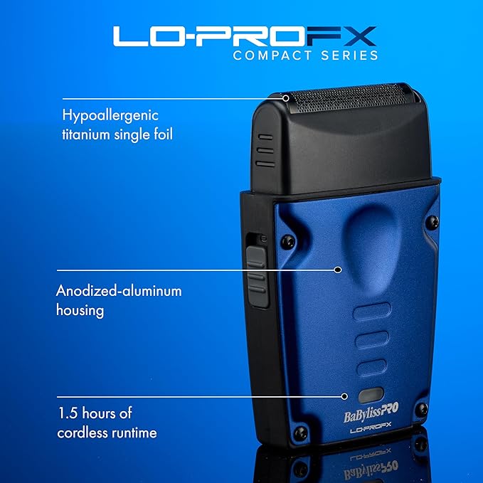 BaBylissPRO High-Performance Compact LO-PROFX Single Foil Shaver with Charging Stand