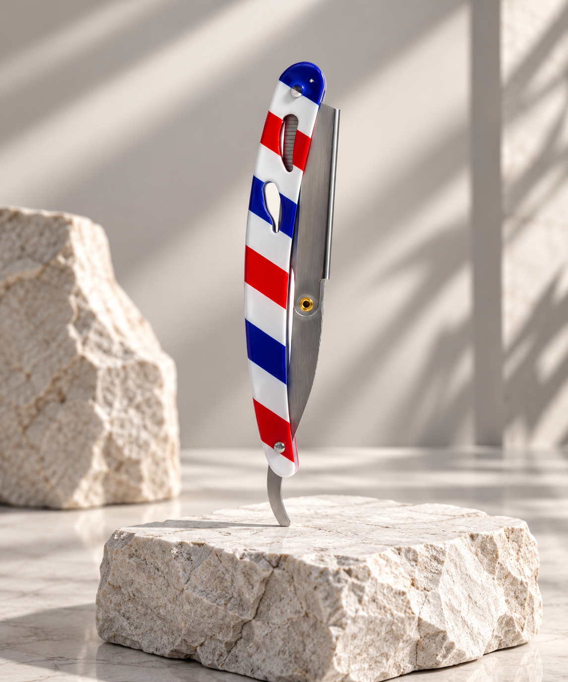 Professional Barber Straight Razor – Barber Pole Design