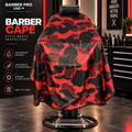 Professional Barber Cape – Red Camouflage Design