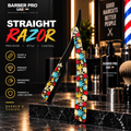 Professional Barber Straight Razor – Skull & Color Leaf Design