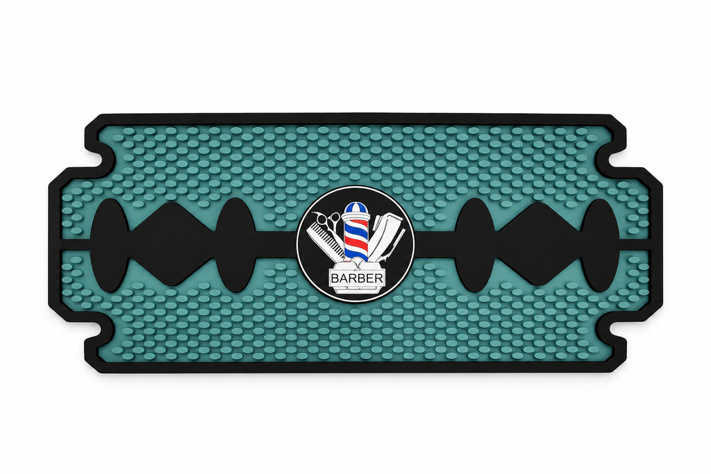 Professional Barber Tool Mat – Razor Blade Design