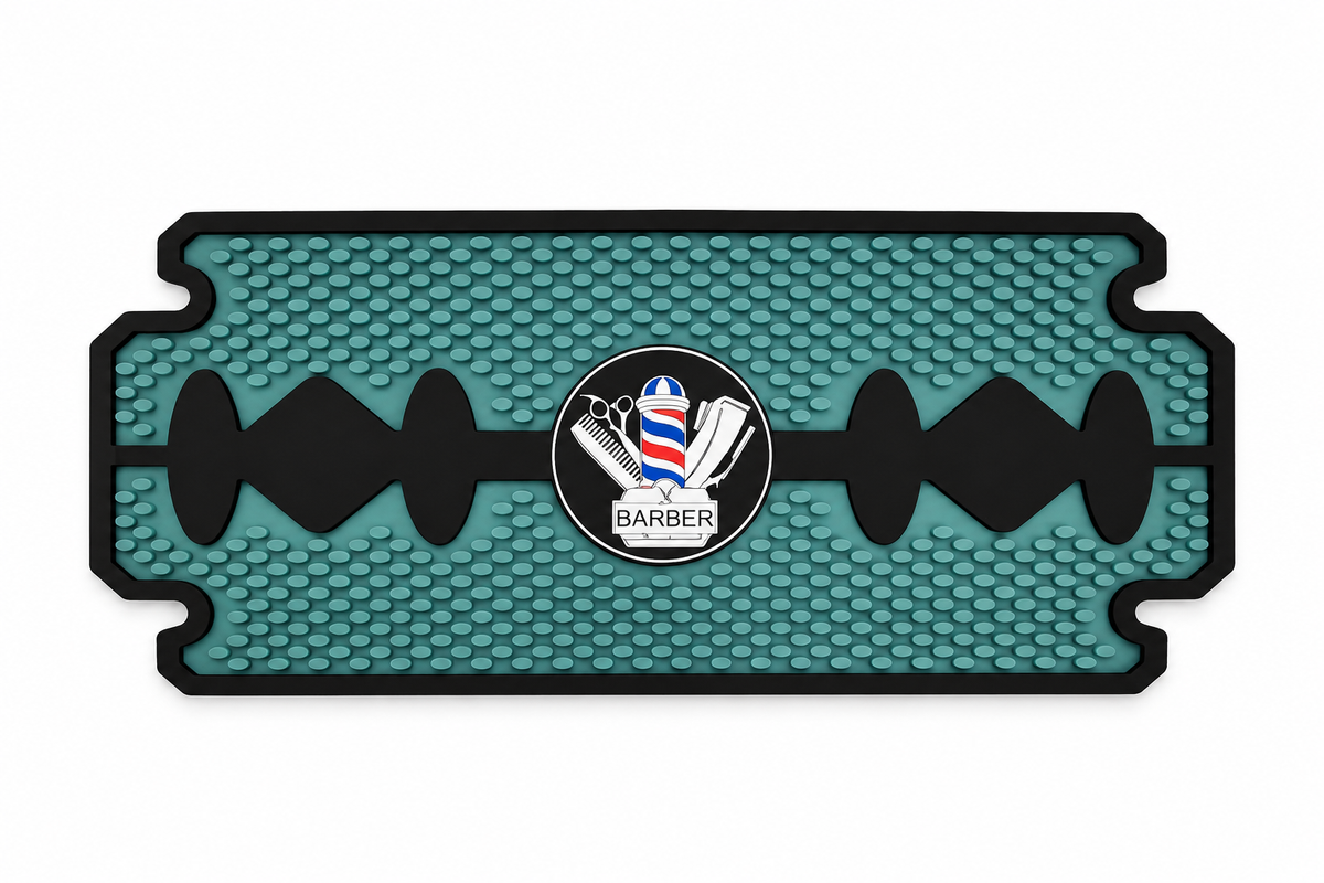 Professional Barber Tool Mat – Razor Blade Design