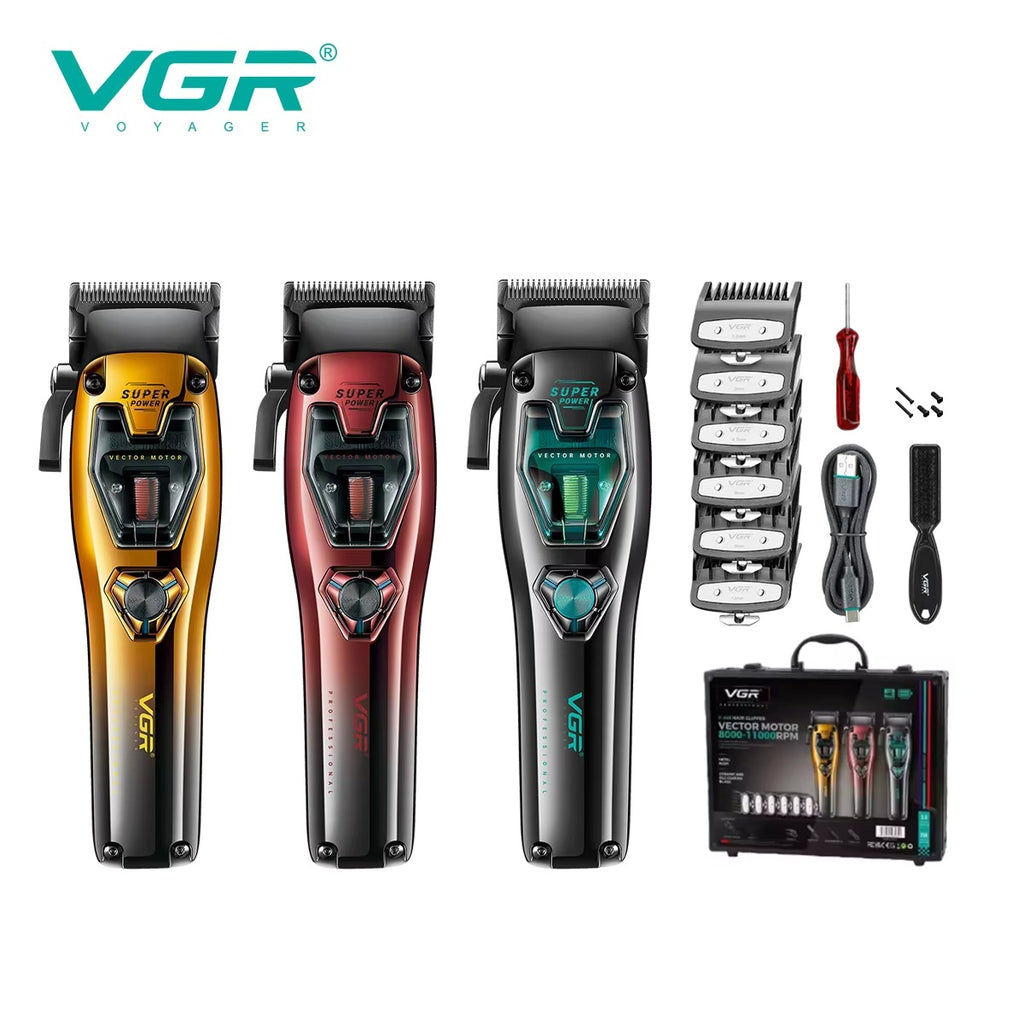 VGR V-668 Intelligent Variable Speed Metal Hair Clipper 11000 RPM