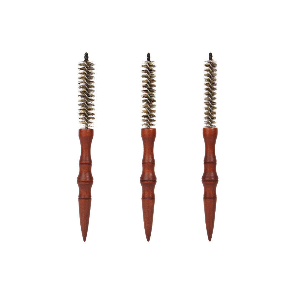 Solid Wood Boar Bristle Spiral Pattern Hair Brush & Comb for Fluffy/Straight/Curly Hair Styling Sizes 16-20mm