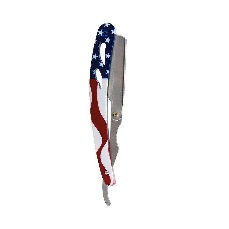 Professional Barber Straight Razor – American Flag Design